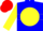 Silk - Blue, yellow disc, yellow hoop on sleeves, red cap