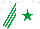 Silk - White, emerald green star, striped sleeves