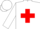 Silk - White, red cross on gold shield, white cap