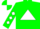 Silk - Green, white triangle, white diamonds on sleeves, green and white quartered cap