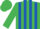 Silk - Emerald green and royal blue stripes, emerald green sleeves and cap
