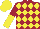 Silk - Maroon and Yellow diamonds, halved sleeves, Yellow cap