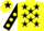Silk - Yellow, black stars, black sleeves, yellow spots, yellow cap, black star