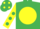 Silk - Emerald green, Yellow disc, yellow sleeves, emerald green spots, emerald green cap, yellow spots