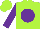 Silk - Lime, lime 'bro car' on purple ball, purple sleeves