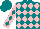 Silk - Teal, pink diamonds, pink sleeves, teal diamonds