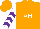 Silk - Orange, white 'ah', purple chevrons on white sleeves