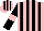 Silk - Pink, black stripes, black sleeves, pink armlets, pink cap, black stripes