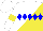 Silk - White, blue diamond hoop, yellow diagonal band on sleeves