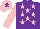 Silk - Purple, pink stars and sleeves, pink cap, purple star