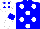 Silk - Blue body, white spots, white arms, blue armlets, white cap, blue spots