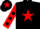 Silk - Black, red star, red sleeves, black spots, black cap, red star