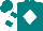 Silk - Teal, white diamond, teal bands on white sleeves