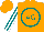 Silk - Orange, teal, 'ag' in circle, teal and white stripes on sleeves