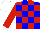 Silk - Blue and red blocks, red sleeves, white cap