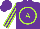 Silk - Purple, lime green circle and 'a,' lime stripes on slvs