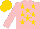 Silk - Pink, gold 'dc' and stars, gold cap