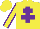 Silk - Yellow, purple cross of lorraine, purple seams on sleeves