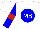 Silk - White, blue ball, white 'mb', blue sleeves, red hoop