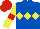 Silk - royal blue, yellow triple diamond, yellow sleeves, red armlets, red cap