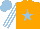Silk - Orange, light blue star, white and light blue stripes on sleeves, light blue cap
