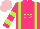 Silk - Hot pink, lime green braces and 'sfs,' two lime hoops on sleeves, pink cap