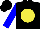 Silk - Black, blue s on yellow emblem, yellow ball on blue sleeves