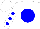 Silk - White, white hts on blue ball, blue dots on sleeves, white cap