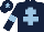 Silk - Dark blue, light blue cross of lorraine, light blue armlet, light blue star on cap