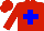 Silk - Red background, with blue cross with white outline