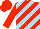 Silk - Scarlet, sky blue diagonal stripes, scarlet slvs