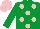 Silk - Emerald green, pink spots and cap