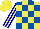 Silk - Yellow, royal blue blocks, blue stripes on sleeves