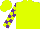 Silk - Fuschia, neon yellow 'tm', purple blocks on sleeves
