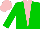 Silk - Green, pink triangular panel and cap