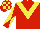 Silk - Red body, yellow chevron, red arms, yellow diabolo, red cap, yellow checked
