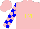 Silk - Pink, yellow 'tm', pink and blue blocks on sleeves, pink cap