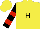 Silk - Yellow, black 'h', black and red bars on sleeves, yellow cap
