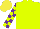 Silk - Fuschia, neon yellow 'tm', purple blocks on sleeves, yellow cap