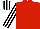 Silk - Red, white sleeves, black stripes, white cap, black stripes