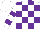 Silk - White, purple blocks, purple hoops on slvs
