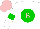 Silk - White, pink 'b' on green ball, green band on sleeves, pink cap