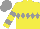 Silk - Yellow, grey diamond belt, grey bars on sleeves, yellow and grey cap