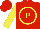 Silk - Red,  yellow 'p' on red ball in yellow circle, red and yellow halved| sleeves, red cap