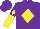 Silk - Purple, yellow diamond, yellow diamonds on sleeves, purple and yellow halved cap
