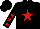 Silk - Black, red 'p', red star, red stars on sleeves