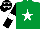 Silk - Emerald green, white star, black sleeves, white armlet, black cap, white stars