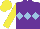 Silk - Purple, light blue triple diamonds, yellow arms, yellow cap