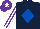 Silk - Dark blue, royal blue diamond, purple and white striped sleeves, purple cap, white star