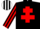 Silk - Black, Red Cross of Lorraine, striped sleeves, Black with White stripes cap